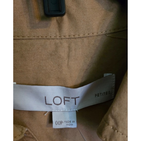 Loft Petite Tan Brown Shirt Dress with Tie Belt, Utility Style 00 Petite NWT $99 - Picture 5 of 7